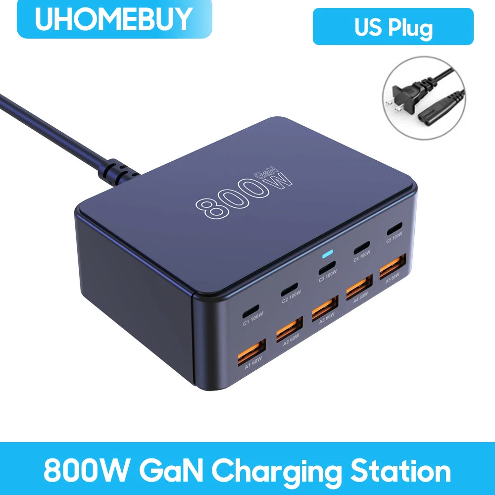 800W USB-C GaN Charger – 100W PD Multiport Fast Charging