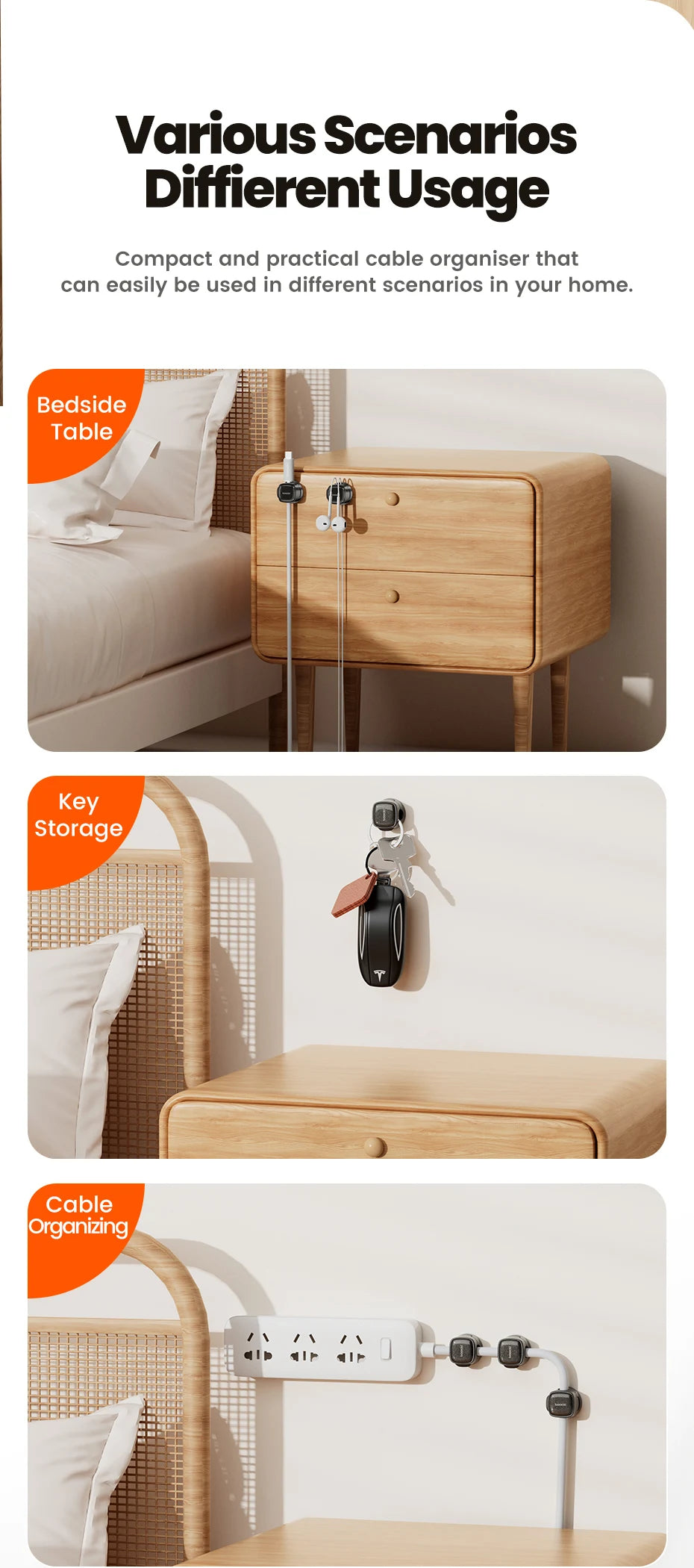 Toocki Magnetic Cable Clips – Desk Wire Management Organizer