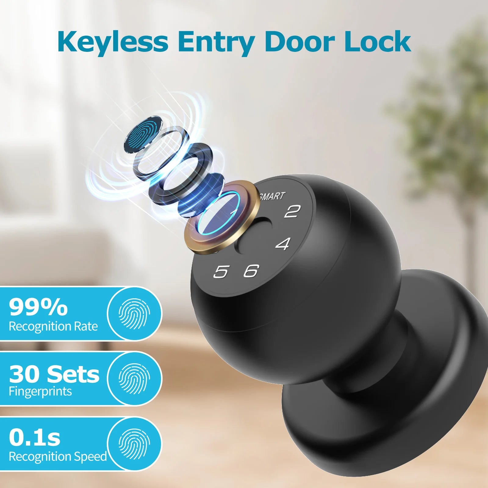 Viladepot Smart Fingerprint Door Lock with Touchscreen