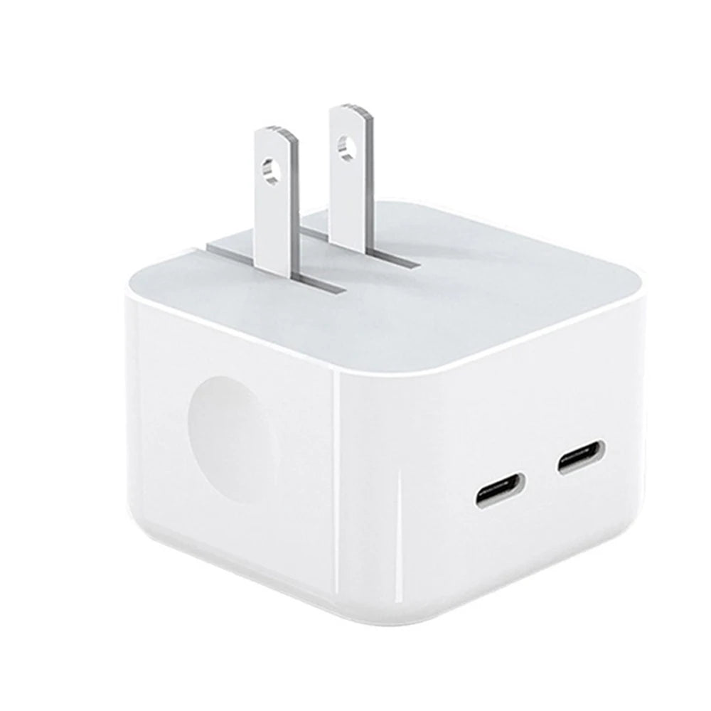 40W Dual USB-C Charger – Foldable Wall Adapter for iPhone & iPad