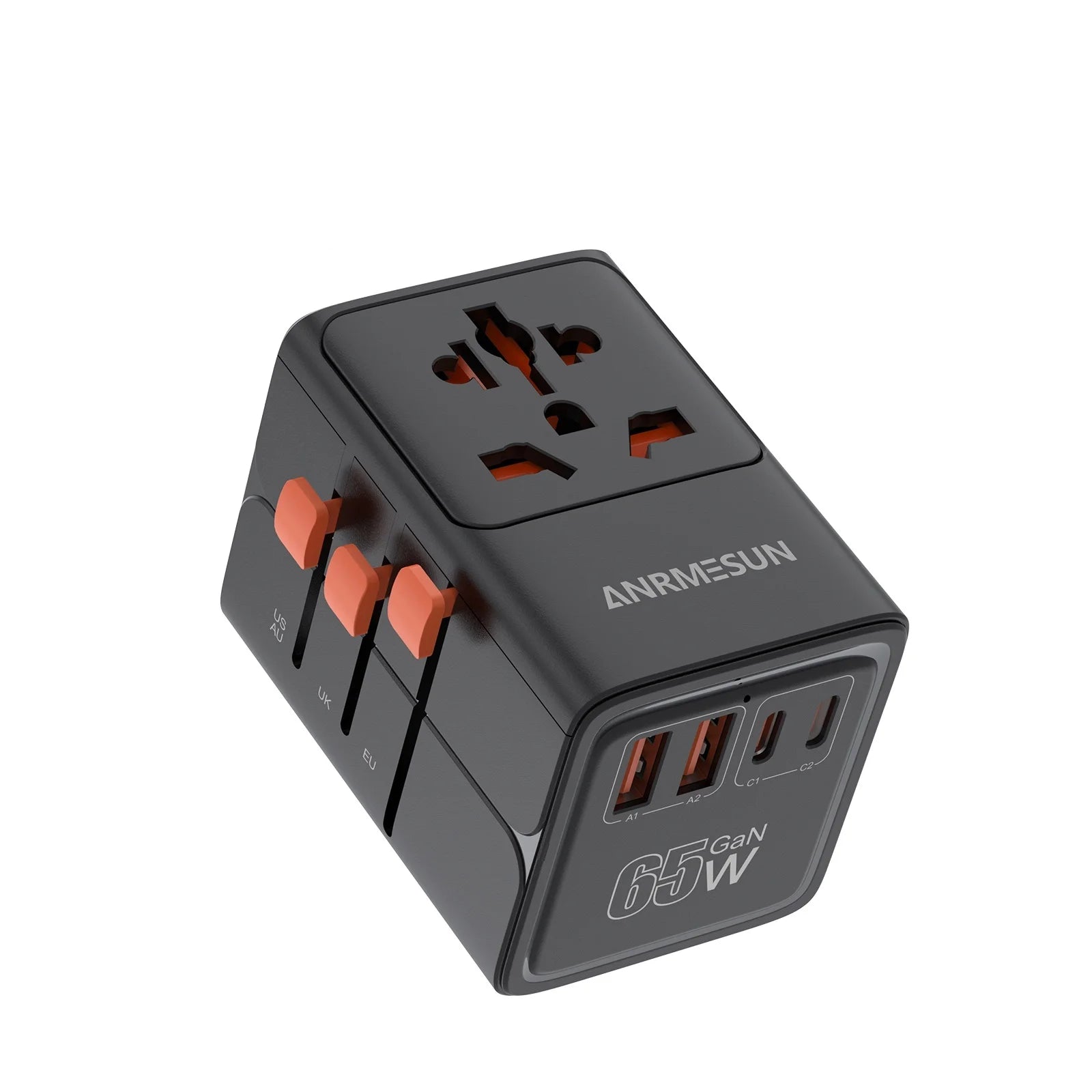 Global Universal Conversion Travel Plug 2 Type-C Sockets EU US AC Power Travel Adapter PD 65w 45w 25w Travel Plug Fast Charging
