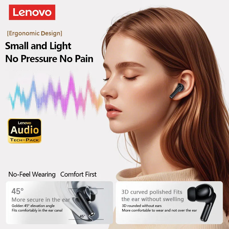 Lenovo LP27 Pro Bluetooth Earphones HIFI Stereo Sound Call Noise Reduction Wireless Headset Long Endurance Earbud Leather Design