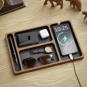 Wooden Office Desk Storage Box – Multi-Compartment Organizer for Accessories