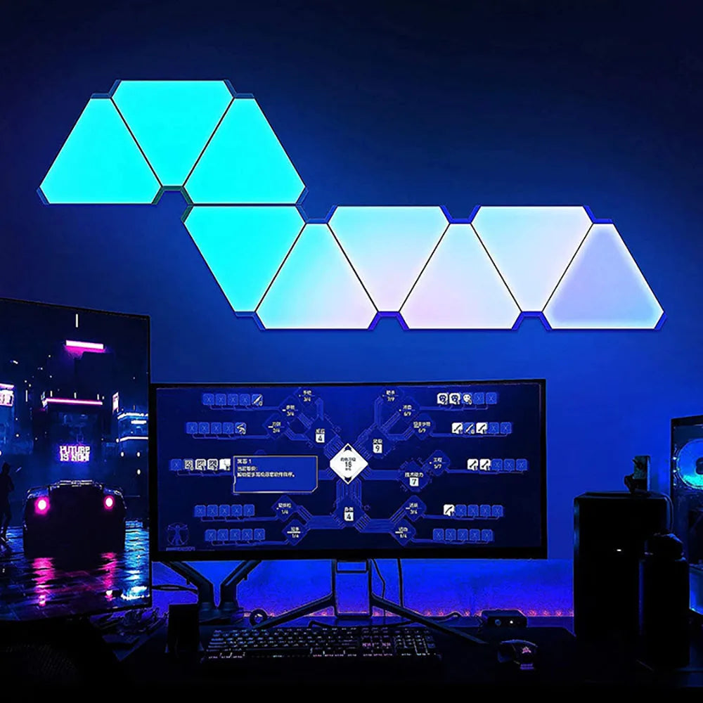 Smart RGB Triangle Wall Lamp – Bedroom, Office & Bedside Decor