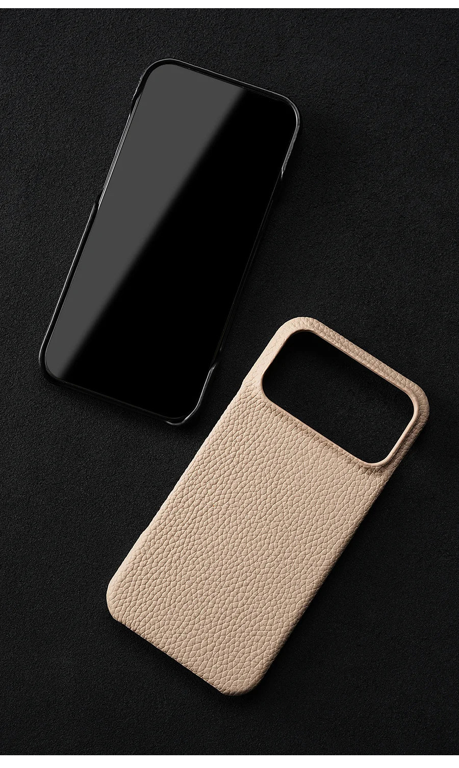 Lychee Genuine Leather Magnetic Case — iPhone 15–17 Series