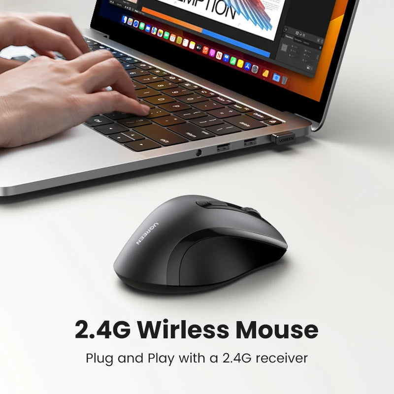 UGREEN Wireless Silent Mouse – 1600 DPI, 2.4GHz USB for PC & MacBook