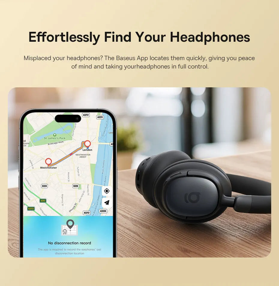 Baseus Bowie MH1 ANC Wireless Headphone 48dB Adaptive Hybrid Noise Cancelling Headsets 80H Playtime Hi-Res Audio LDAC Headphone