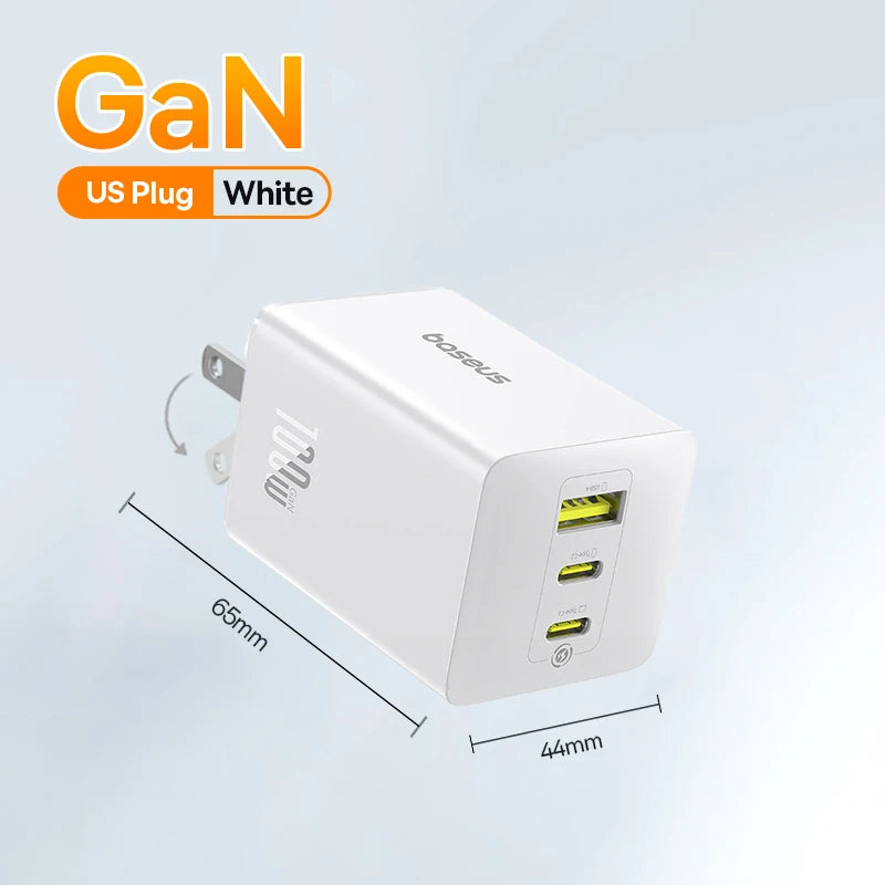 Baseus 100W GaN PD Charger – Fast USB Charging for Phones & Laptops