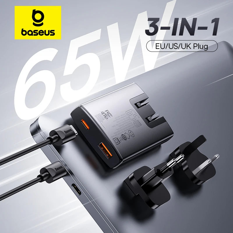 Baseus 65W Desktop Charger – Fast Charge for iPhone & Samsung