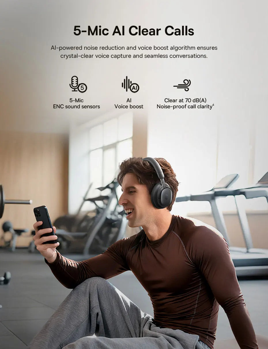 Baseus Bowie MH1 ANC Wireless Headphone 48dB Adaptive Hybrid Noise Cancelling Headsets 80H Playtime Hi-Res Audio LDAC Headphone
