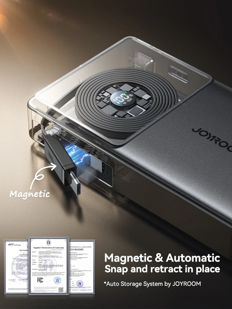 10000mAh Fast Charging Power Bank – Joyroom with Retractable Type-C Cable
