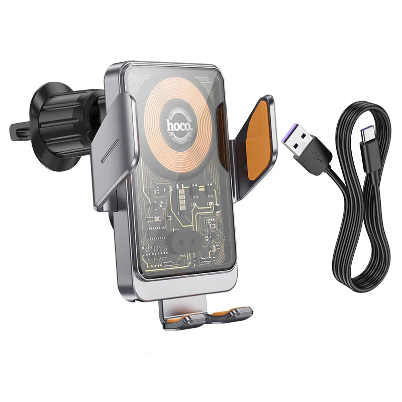HOCO 15W Infrared Wireless Charging Holder in Car For iPhone 17 16 Pro Max Air Vent Clip Bracket Intelligent Wireless Charging