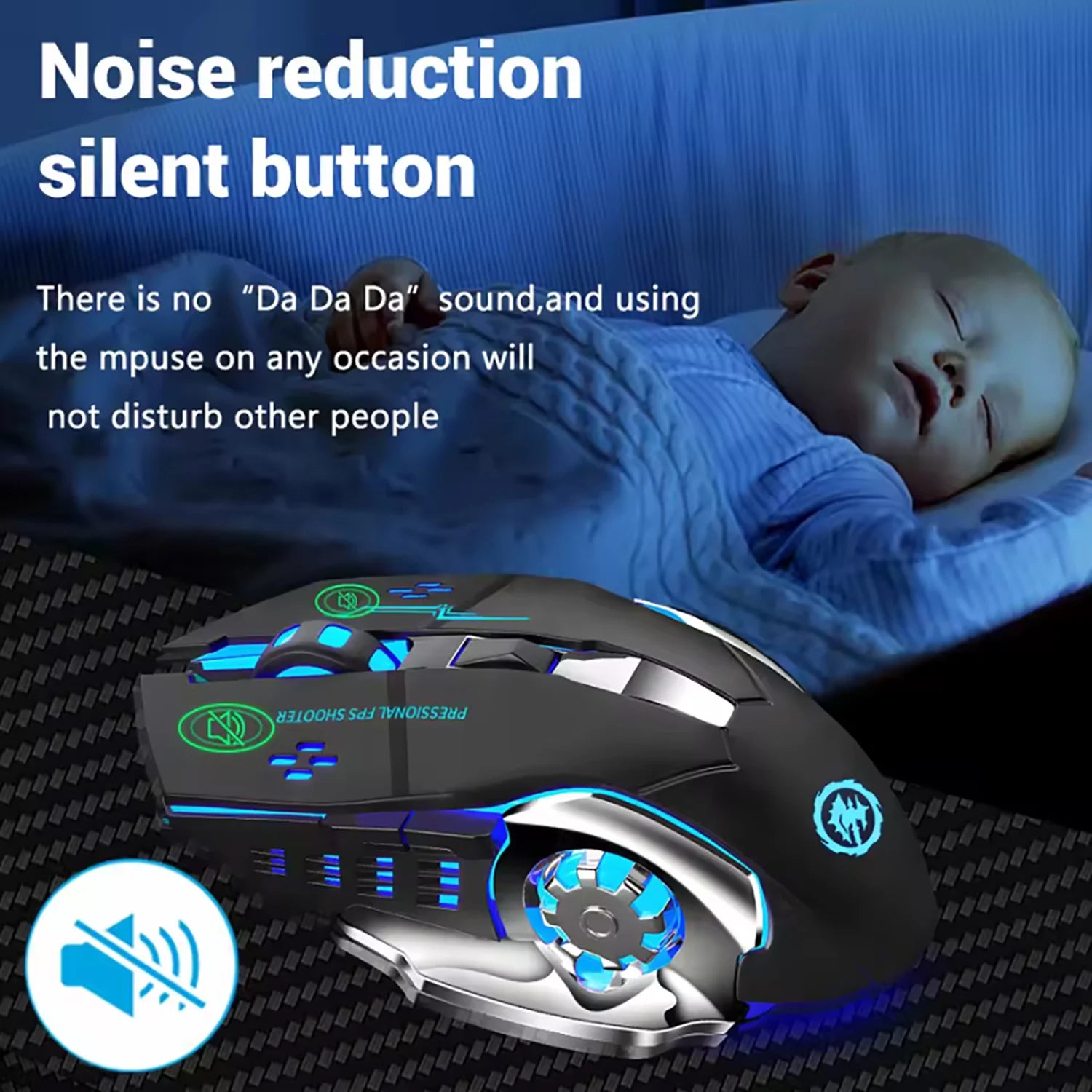 Wireless Rechargeable Mouse – Gaming Backlight, Bluetooth & USB for PC