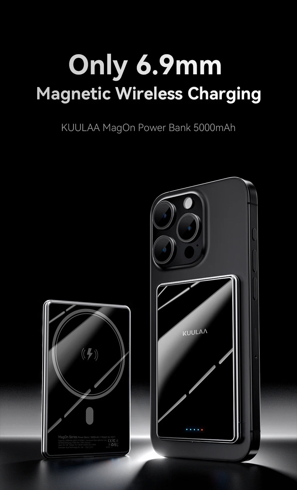Slim KUULAA Magnetic Power Bank – Wireless for MagSafe