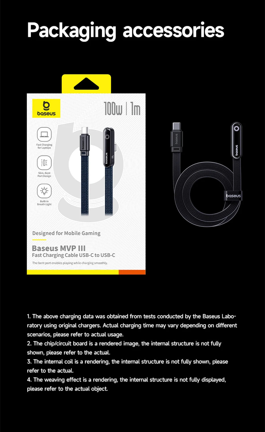 Baseus MVP3 100W Elbowed USB-C Fast Charging Cable