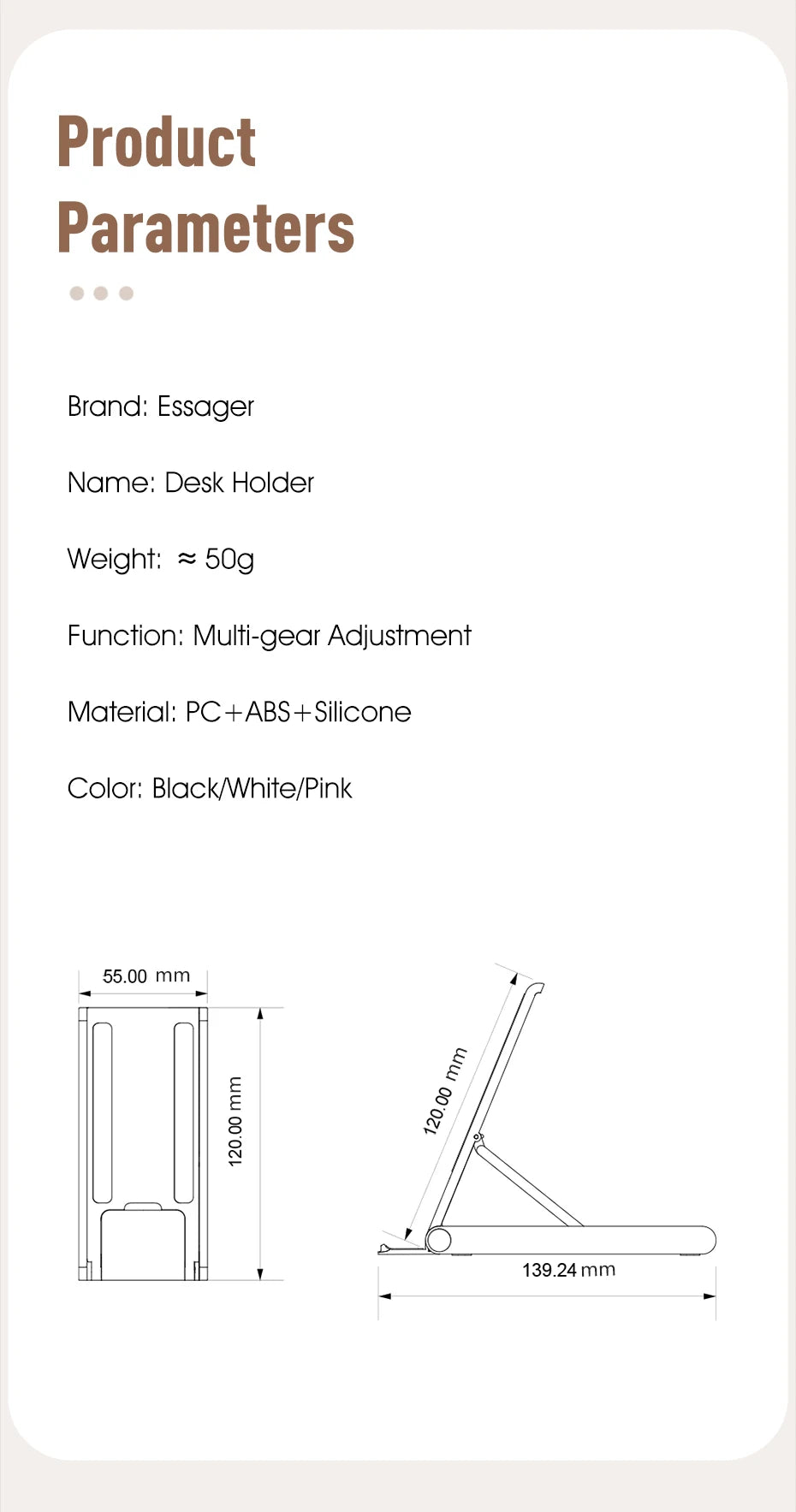 Essager Universal Desktop Mobile Phone Holder Stand For iphone14 13 Pro Max iPad Xiaomi Foldable Desk Bracket Portable Stand New