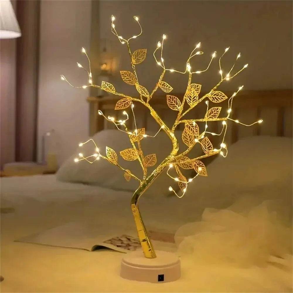 LED Rose Leaf Table Lamp – USB Fairy Light for Home & Bedroom Decor