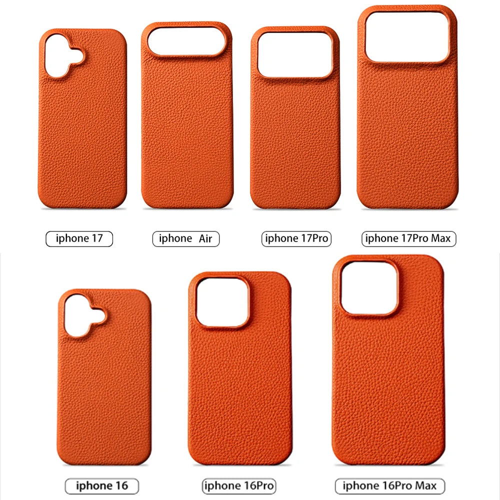 iPhone MagSafe Leather Case – Cowhide Lychee, Pro & Max