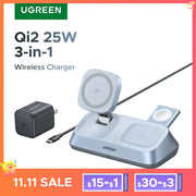 UGREEN 25W Qi2 3-in-1 Wireless Charger for iPhone & AirPods