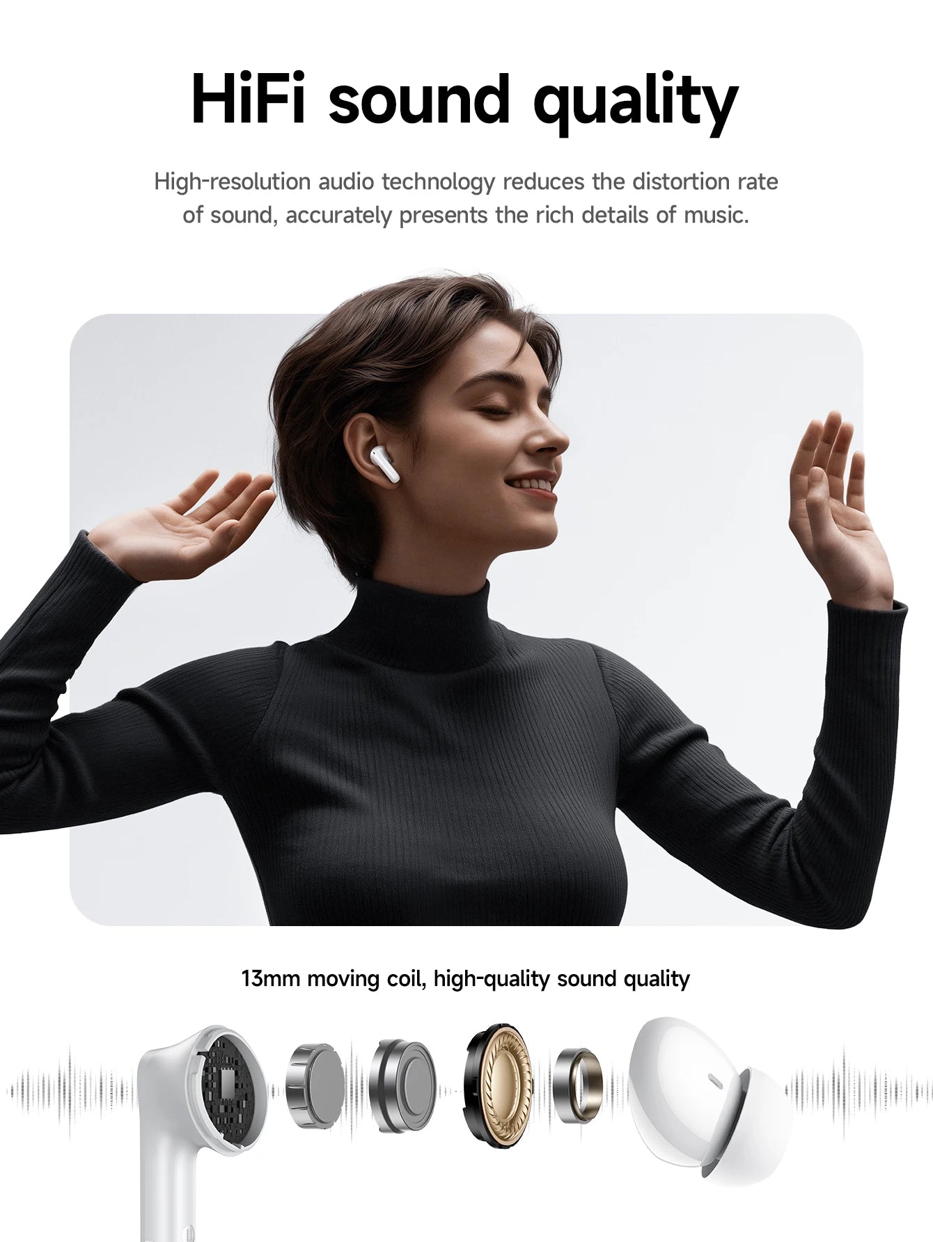 HOCO ANC Acitve Noise Reduction Wireless Bluetooth 5.4 Earbuds With App Control EQ Sound HiFi Sports Music Earbuds 28H Standby