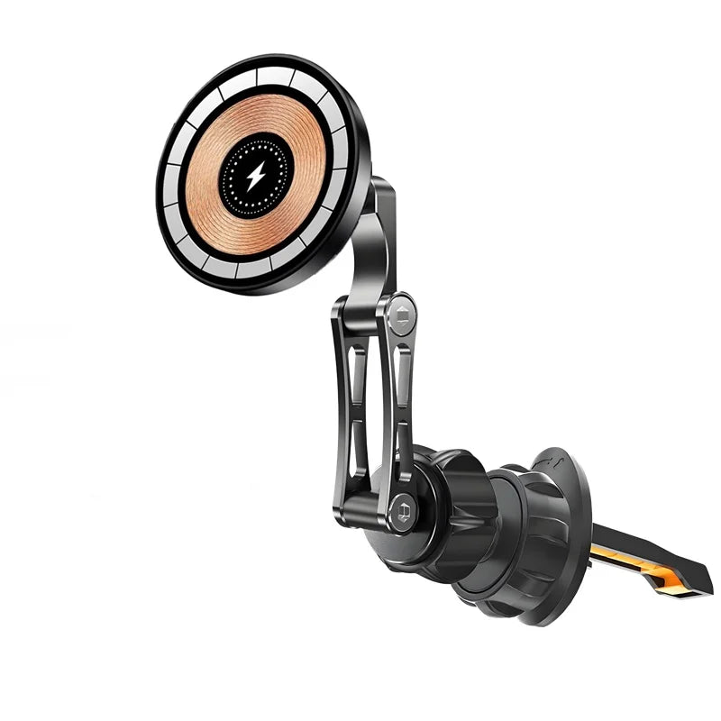 Magnetic Car Charger Holder – 15W Wireless Fast Charge