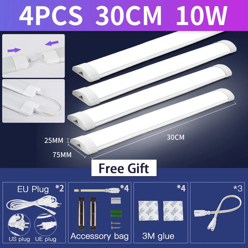 LED Tube Light with Switch – Wired Lighting Strip (10W / 20W Options)