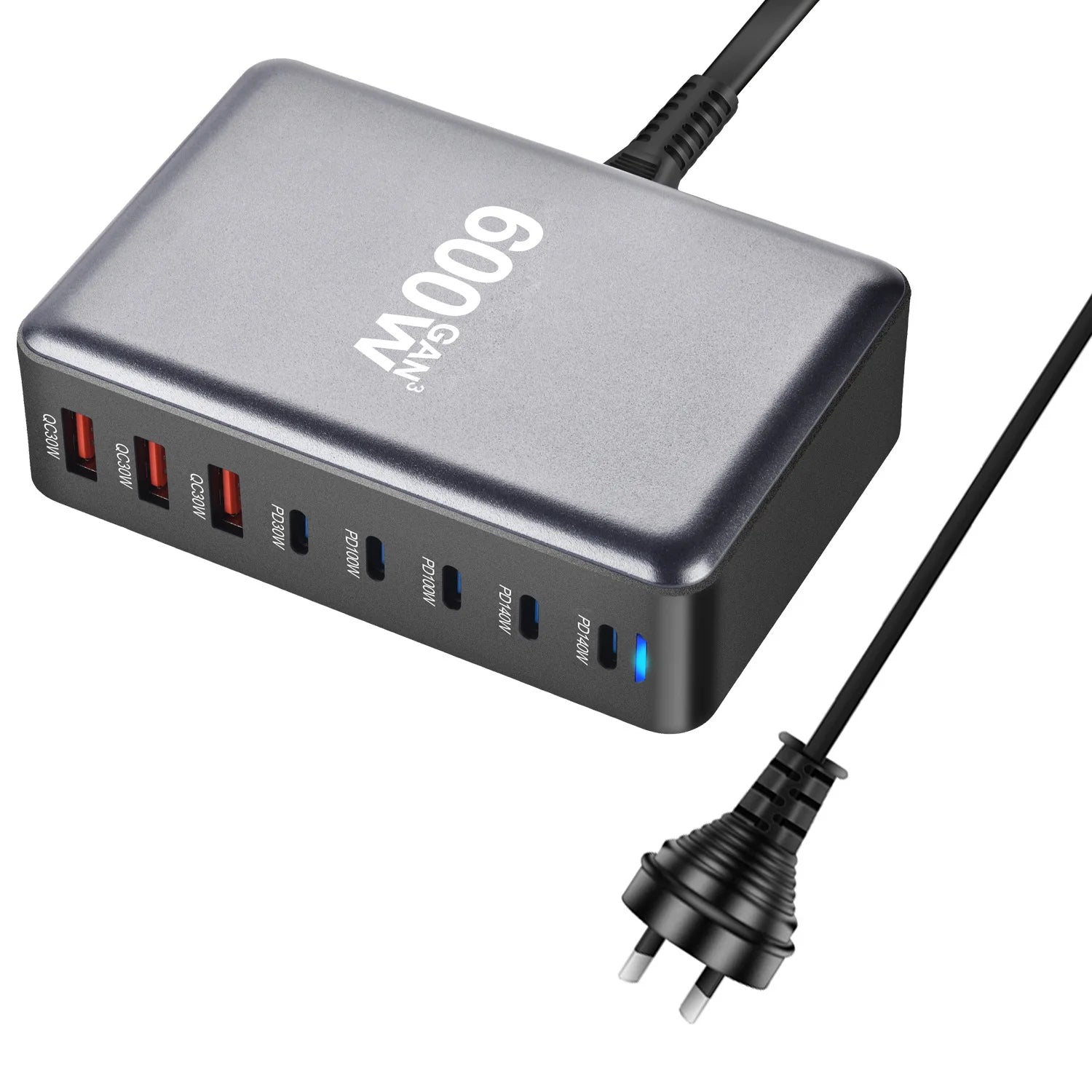 2025 600W GaN 8-Port Fast Charger – USB-C PD3.1