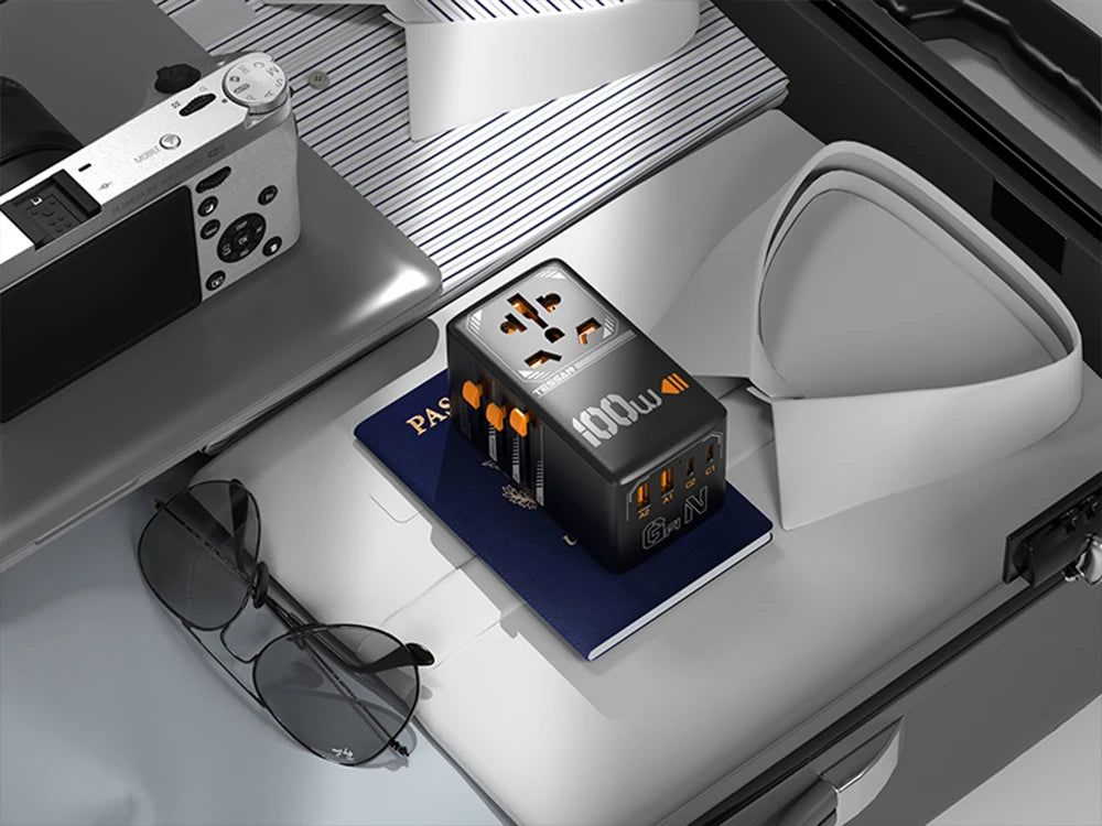 TESSAN 100W GaN Universal Travel Adapter – USB & Type-C Fast Charging