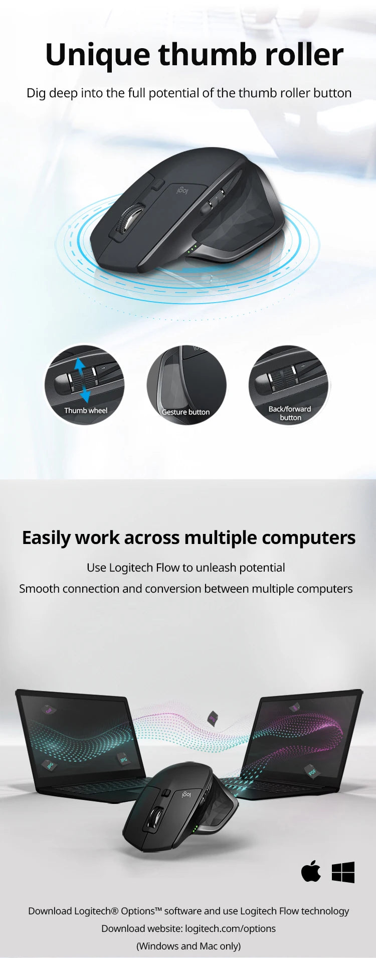 Logitech MX Master 2S Wireless Bluetooth Mouse – Rechargeable, Office & Laptop