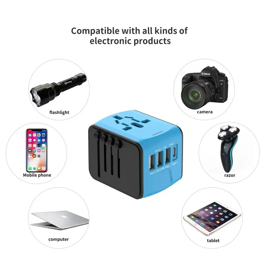 Melery Worldwide Travel Plug Adapter with USB & Type-C