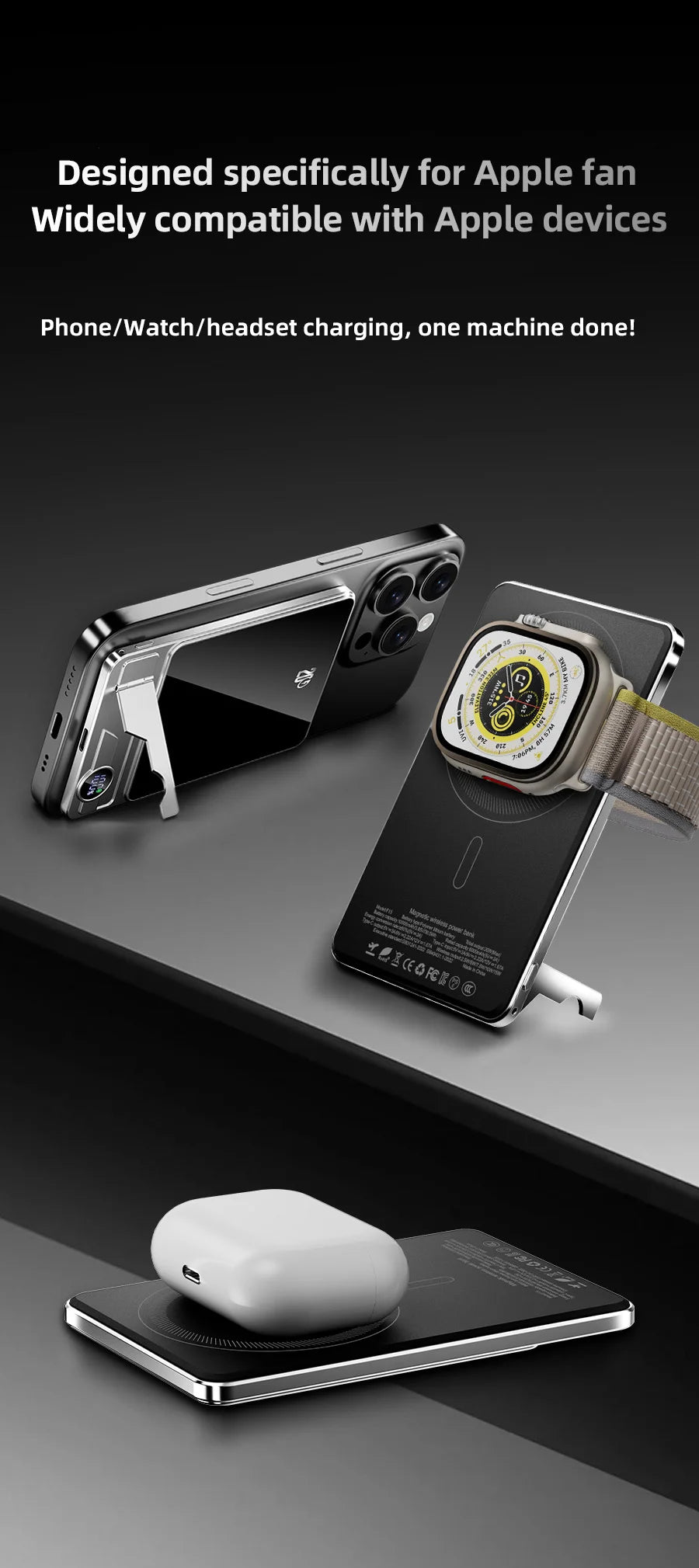 Ultra-Slim Magnetic Power Bank – 10,000mAh Fast Wireless Charge