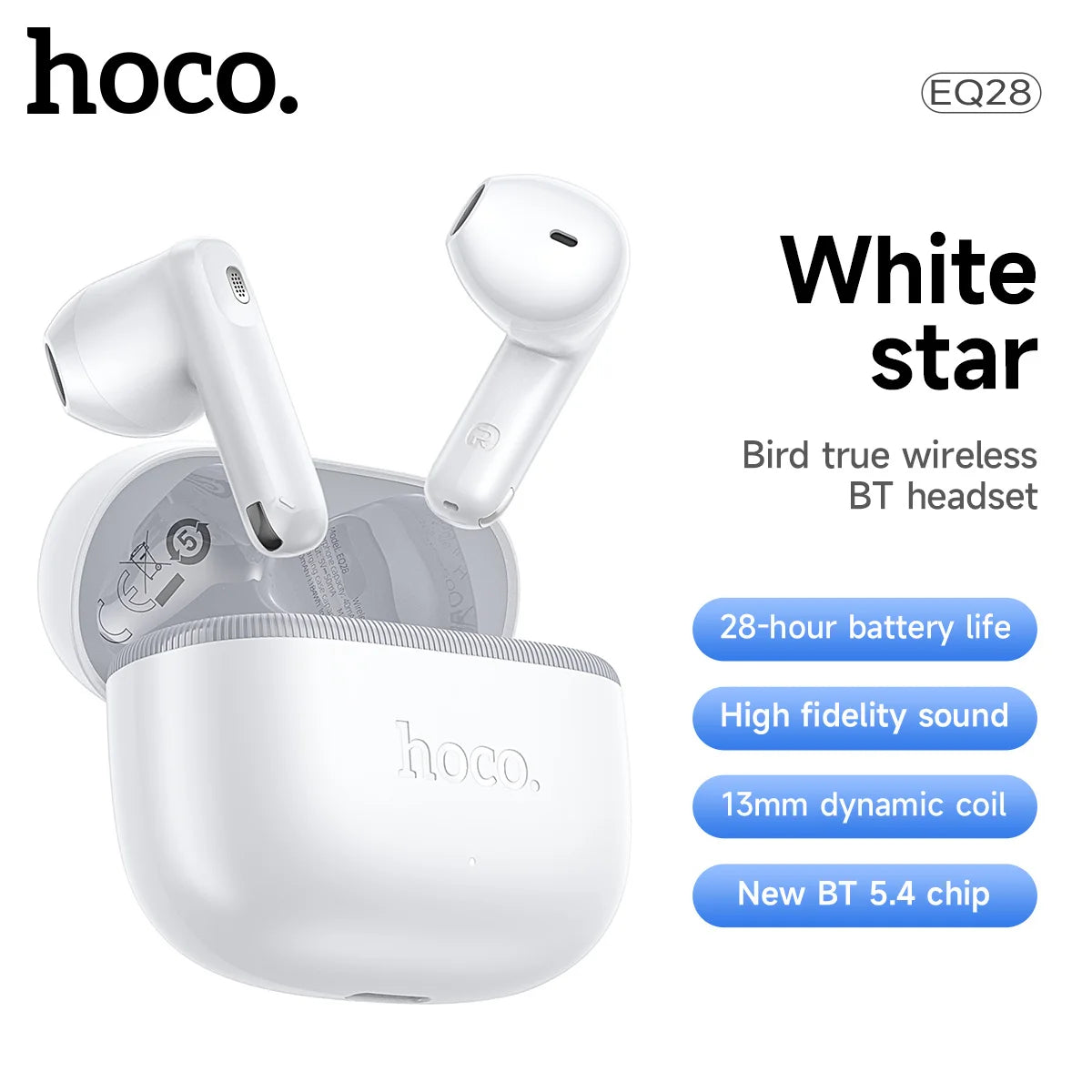 HOCO EQ28 TWS Wireless Earphones – Bluetooth HiFi Bass Earbuds with Microphone