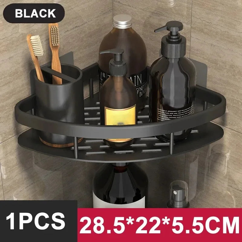 Aluminum No-Drill Shelf – Bathroom & Kitchen Wall Storage Organizer