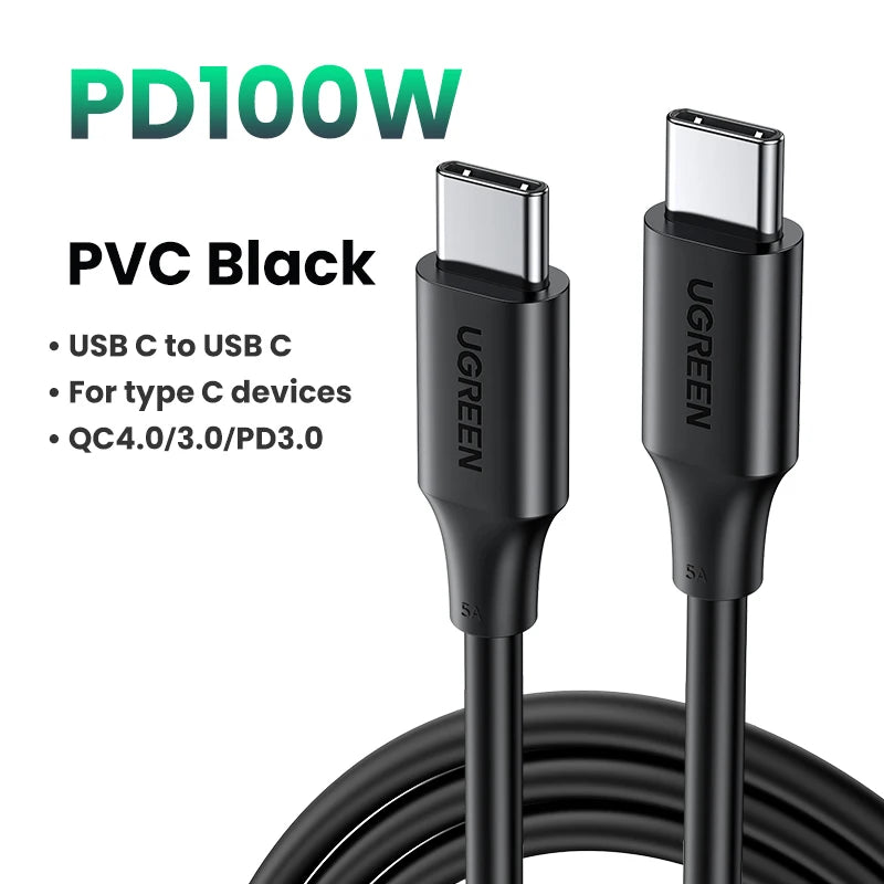 100W USB-C Cable – UGREEN Fast Charging Cord with 5A E-Marker Chip
