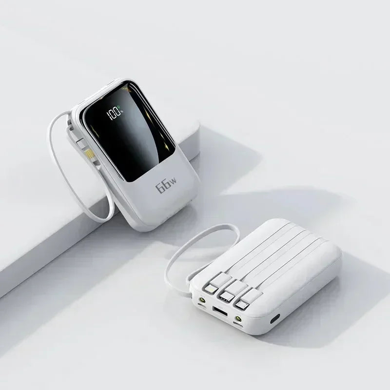 66W 30000mAh Portable Power Bank with Built-in Cables