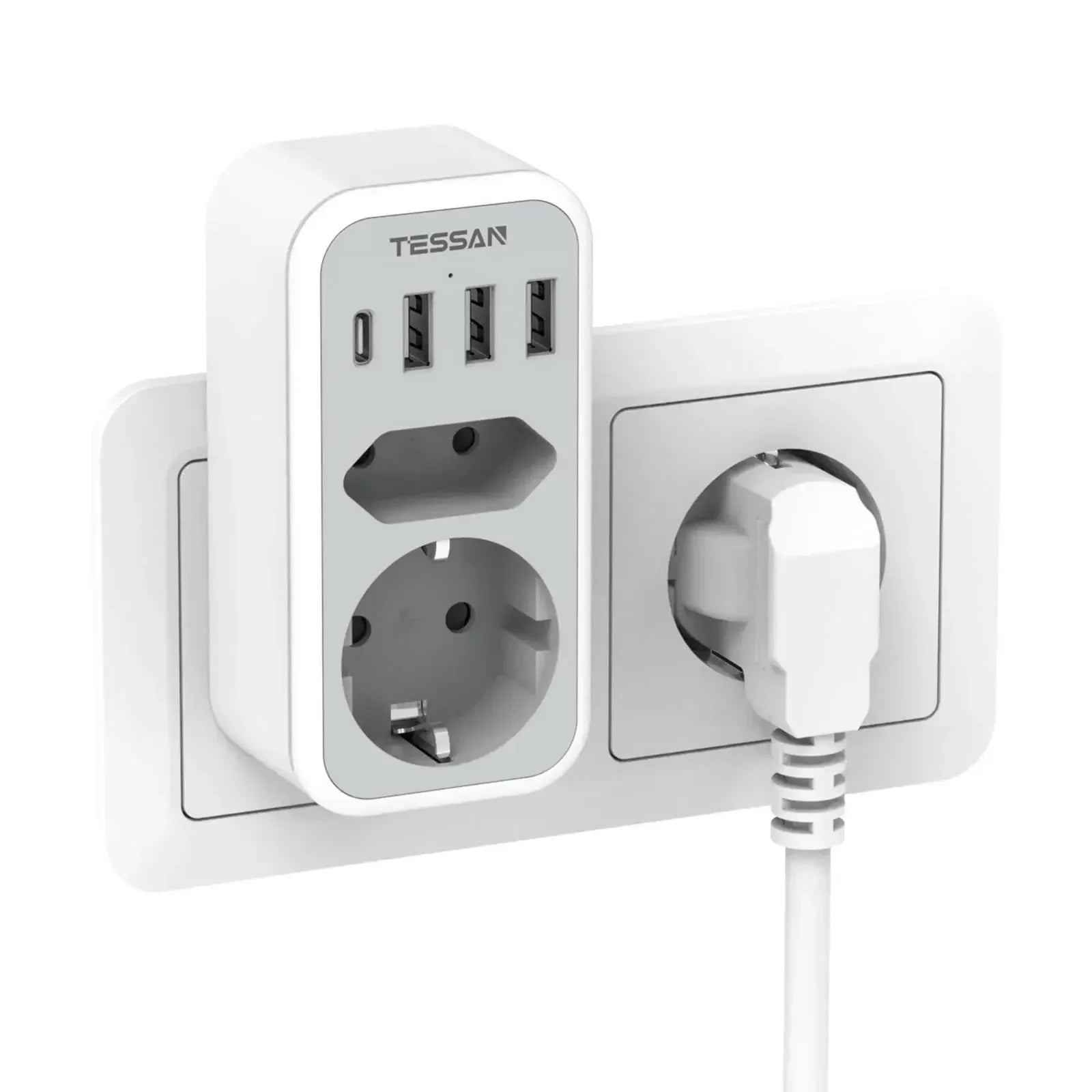 TESSAN Wall Power Strip – USB Ports & Overload Protection