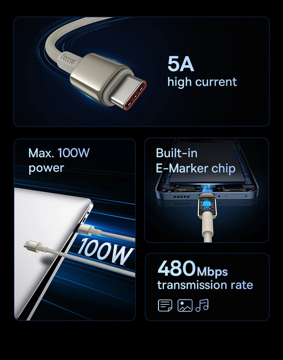 Baseus 100W USB-C Cable – Fast Charging