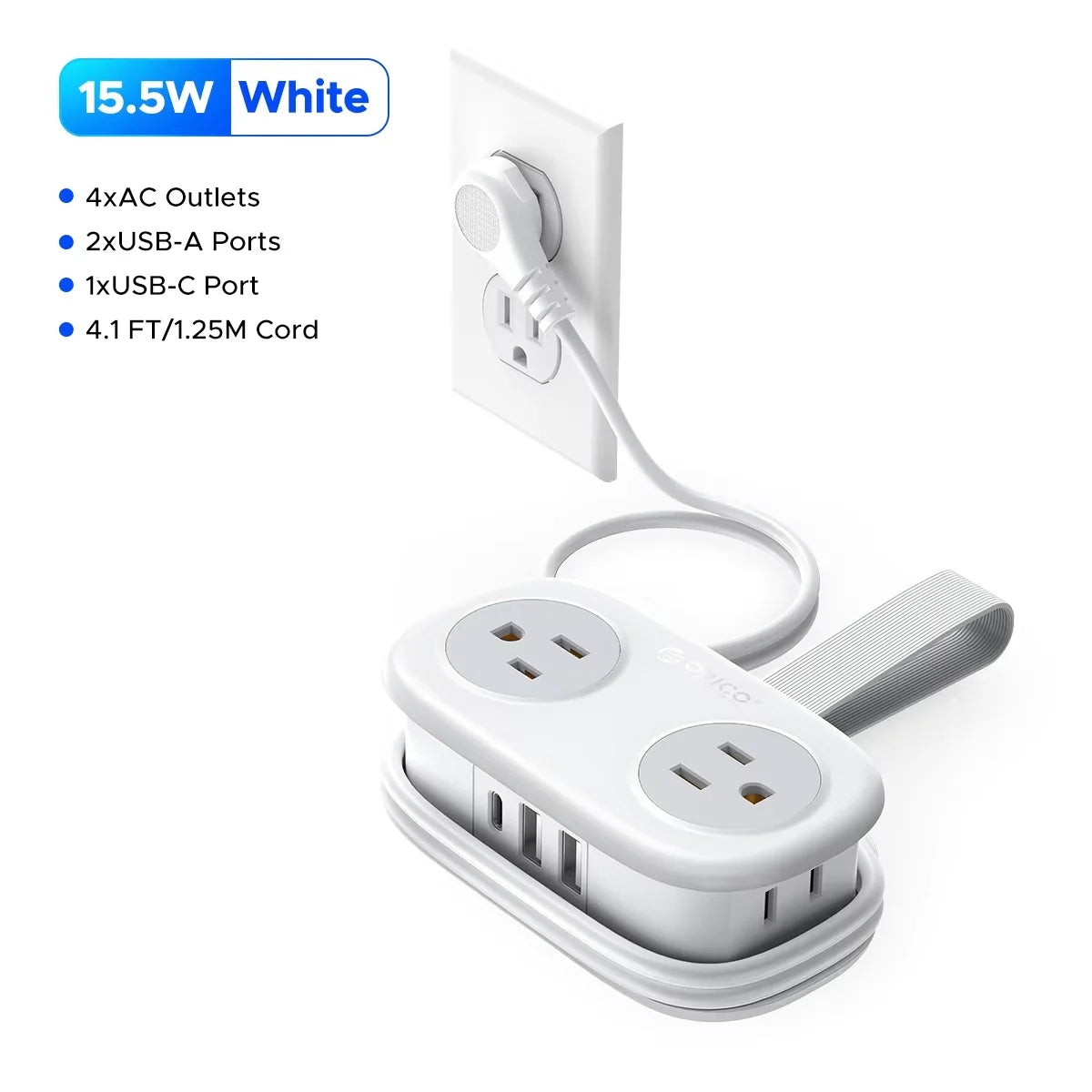 ORICO Power Strip  7-in-1 US – 4 AC Outlets, 2 USB & 1 USB-C Fast Charging