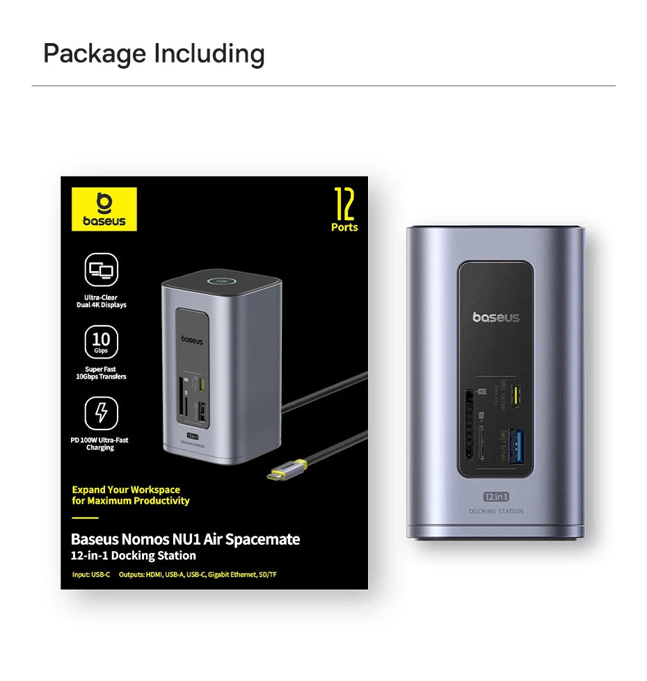 Baseus 12-in-1 USB-C Hub – HDMI 4K & PD 100W