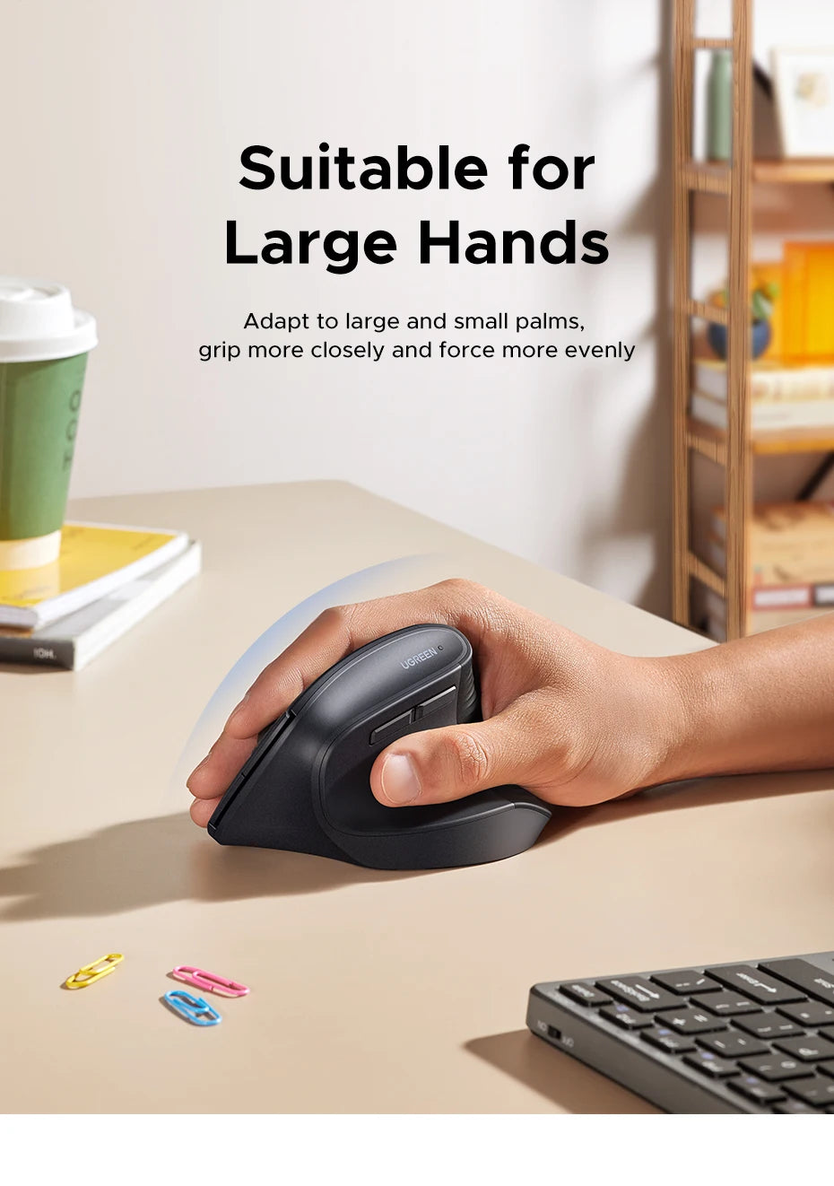 UGREEN Bluetooth 2.4G Vertical Wireless Mouse – Ergonomic, 4000 DPI, 6 Buttons