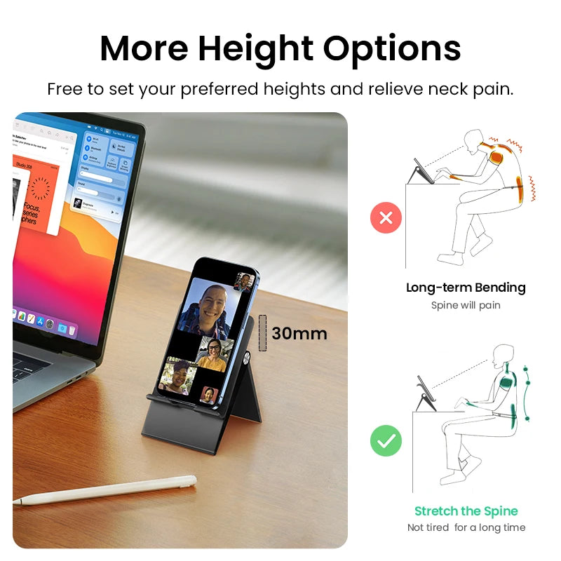 UGREEN Foldable Phone Stand – Desk Holder for iPhone & Mobile Devices