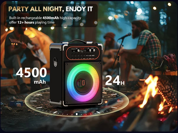 S68 Kara Ok with 2 Microphones, Portable Bluetooth 5.3 Kara Ok Speaker, Suitable for Outdoor Activities, Parties and Parties