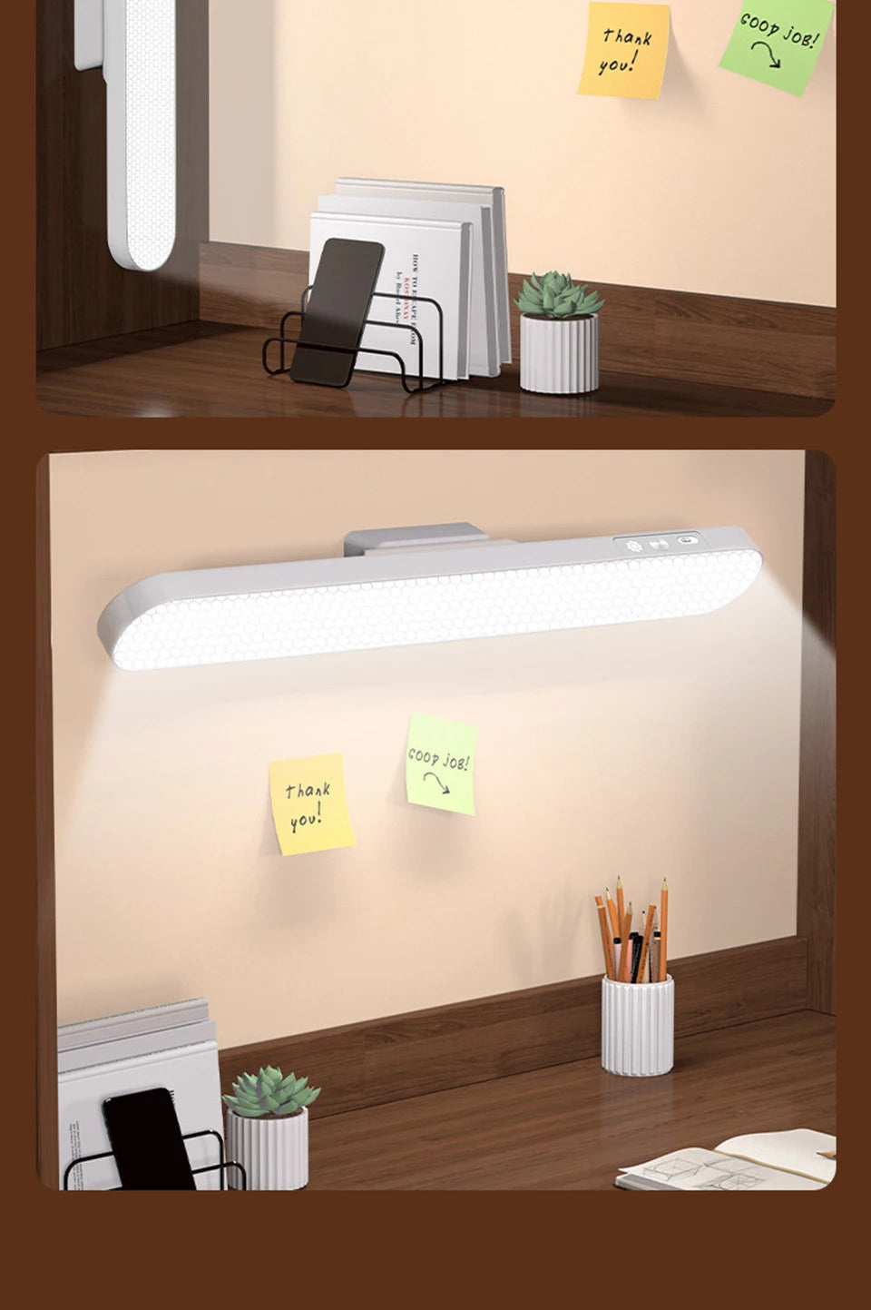 Magnetic LED Table Lamp – USB Rechargeable, 3 Color Dimmable Reading Light