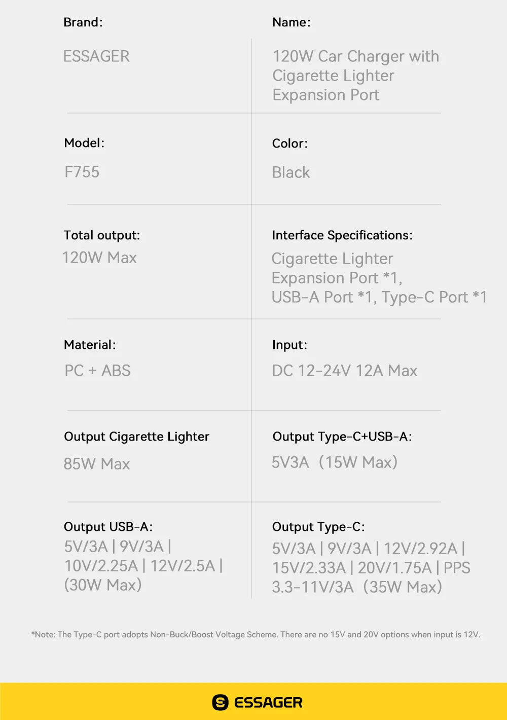 Essager 120W Car Charger Quick Charger Cigarette Lighter QC3.0 USB Type C Fast Charging in Car For iPhone 15 14 13 Xiaomi Laptop
