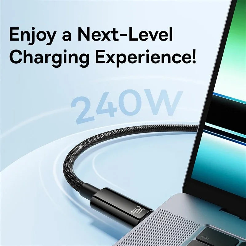 Baseus 240W USB-C Supercharge Cable – Fast Charging for iPhone & MacBook