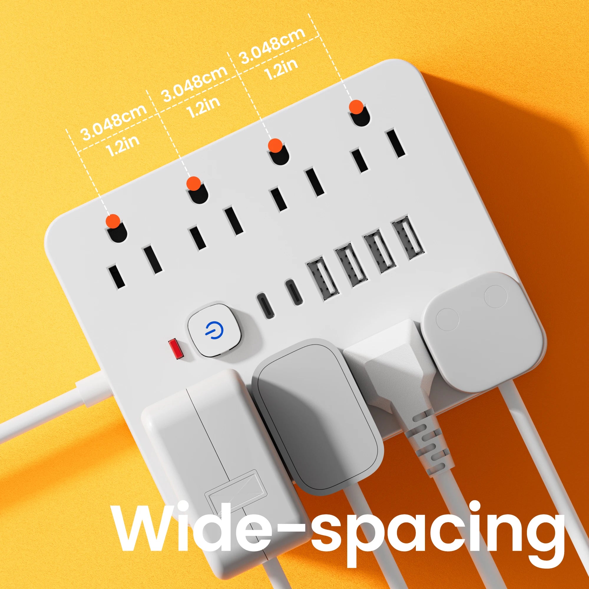 14-in-1 Power Strip – AC Outlets with 4 USB & 2 USB-C Surge Protector
