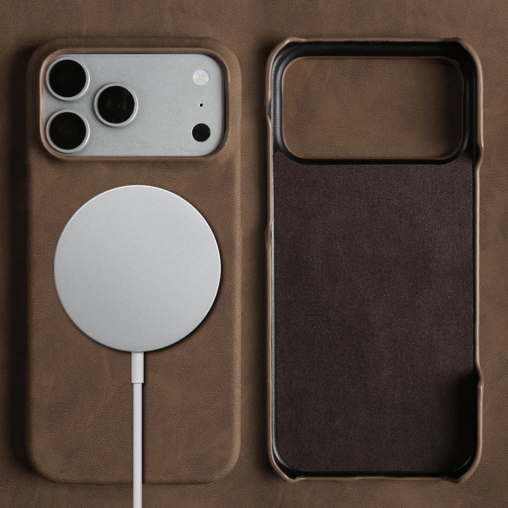 Thin Business Magnetic MagSafe Leather Case for iPhone 14–17 Series