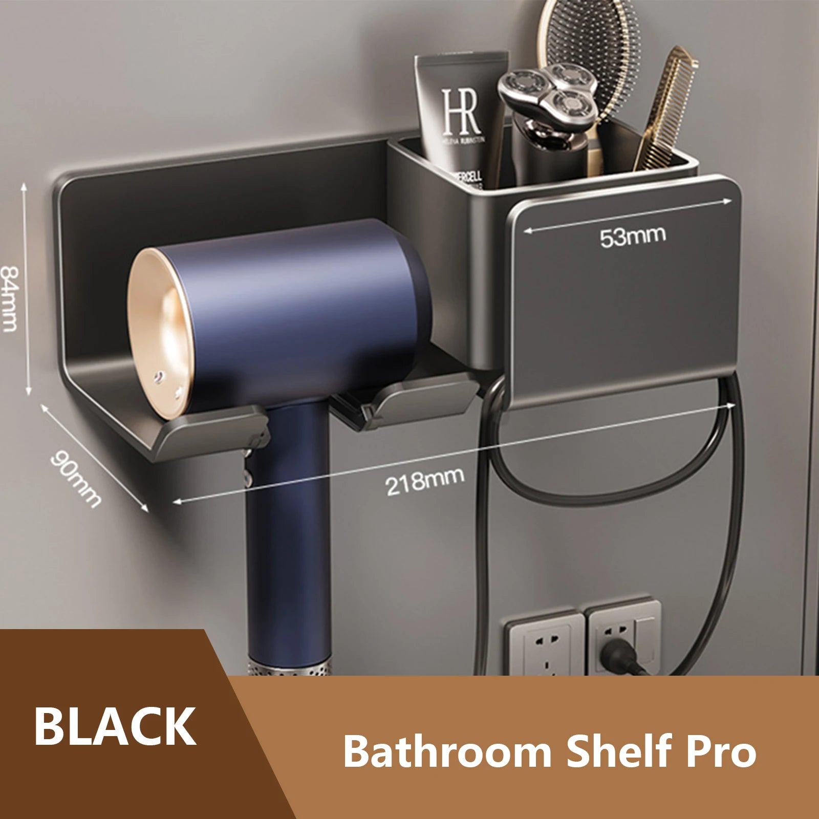 Hair Dryer & Straightener Stand – Bathroom Shelf Organizer for Styling Tools