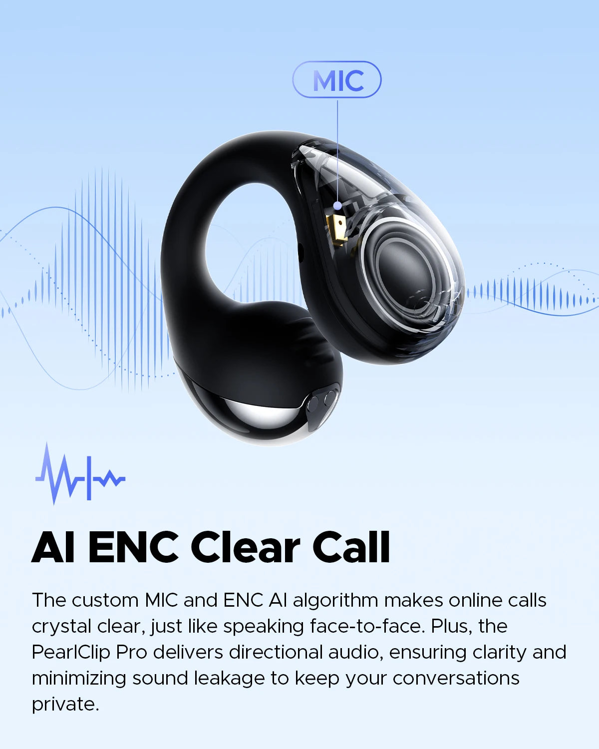 SOUNDPEATS PearlClip Pro Open-Ear Wireless Earbuds – Bluetooth 5.4, AI ENC Calls & IPX5