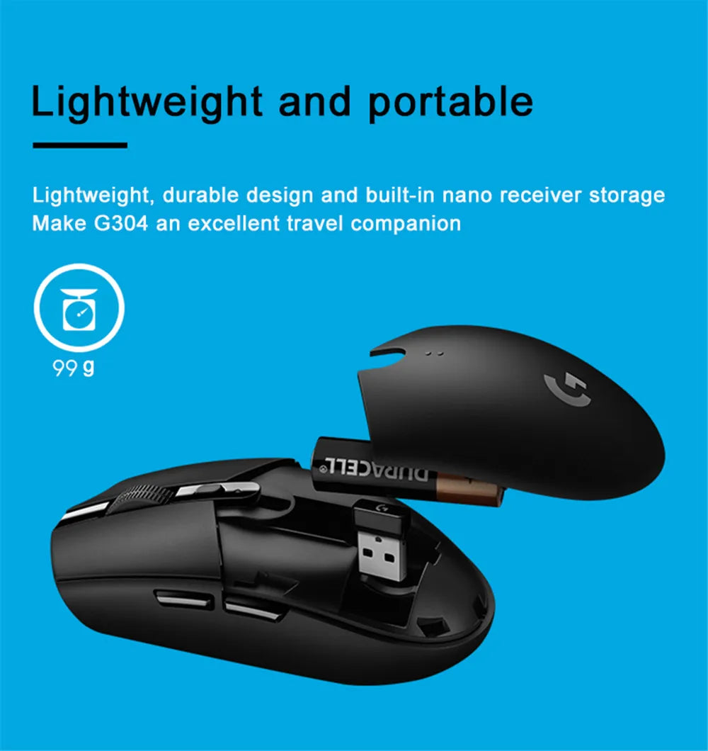 Logitech G102/G304 Wireless Bluetooth Gaming Mouse – Superlight & Ergonomic